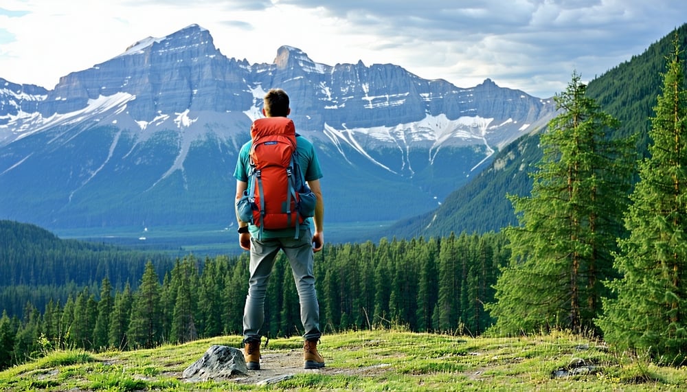Hiker enjoying a scenic mountain view